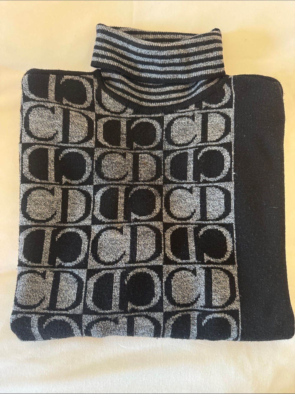 Christian Dior Sport Black & Gray Logo Turtleneck Sweater